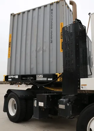 DCLI Chassis Turning Glamour Shot 320x445 DCLP chassis hooked to truck making a turn