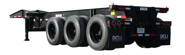 20 ft triaxle slider chassis back view