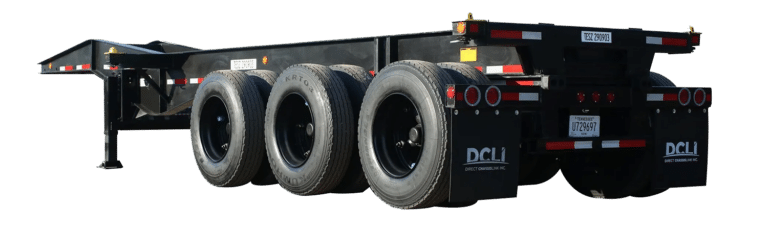 20 ft triaxle slider chassis back view