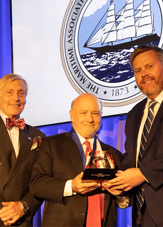 Bill Shea receiving the International Maritime Hall of Fame Award