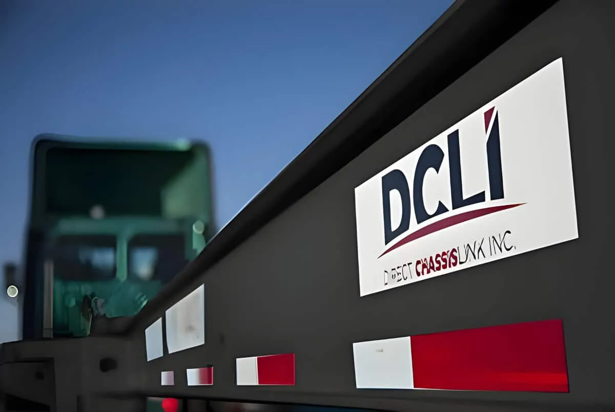 Close up of DCLI logo on container chassis